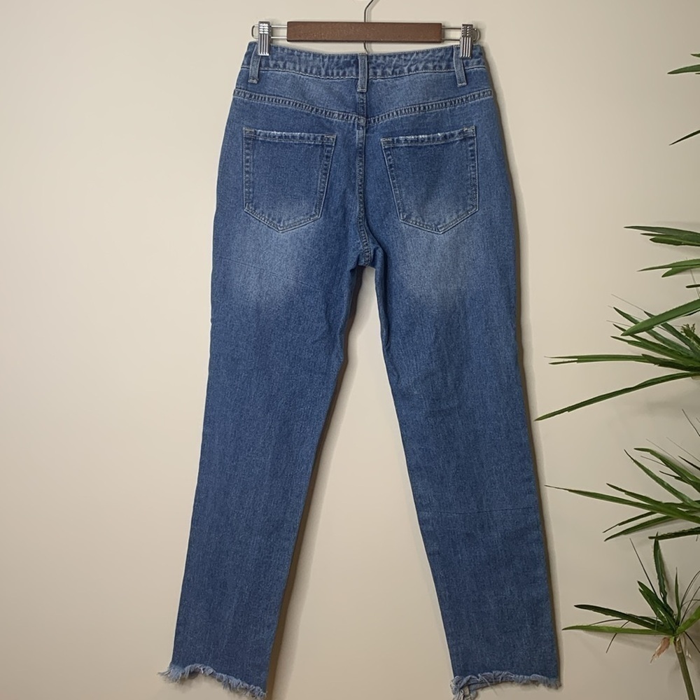 Forever 21 | Blue Denim Pearl Detail Distressed Western Bridal Wedding Jeans S - Picture 14 of 17